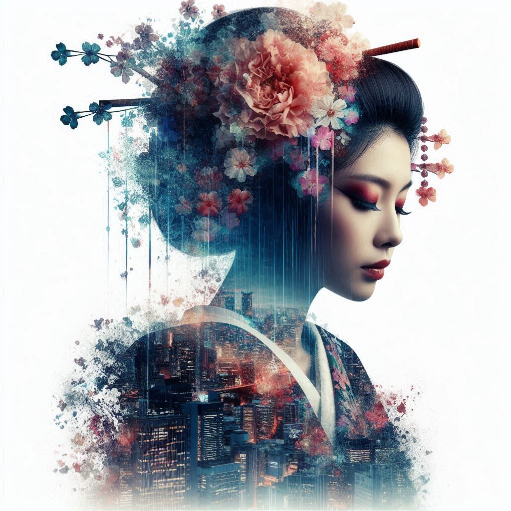 double exposure beautiful fantasy portrait landscape..