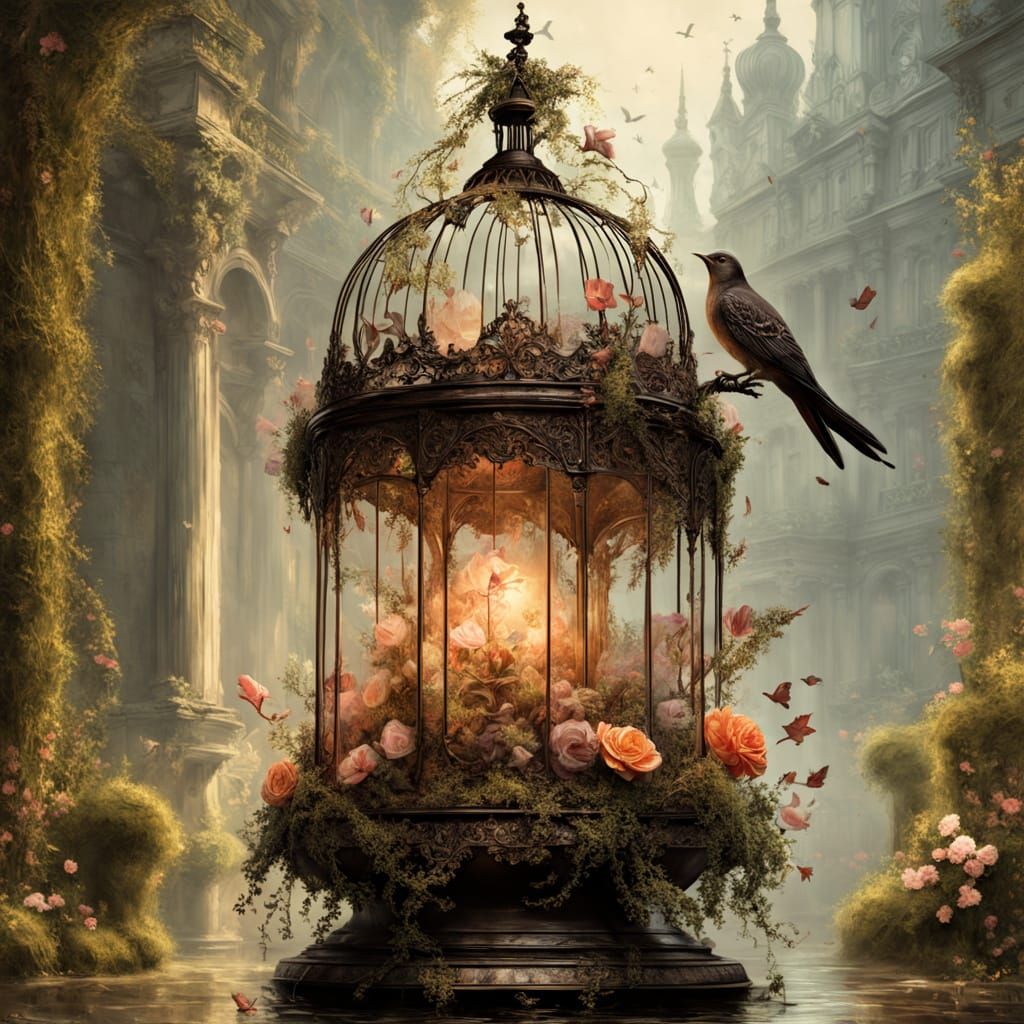 An ancient birdcage in a forgotten garden  by @KiwiJellyBean