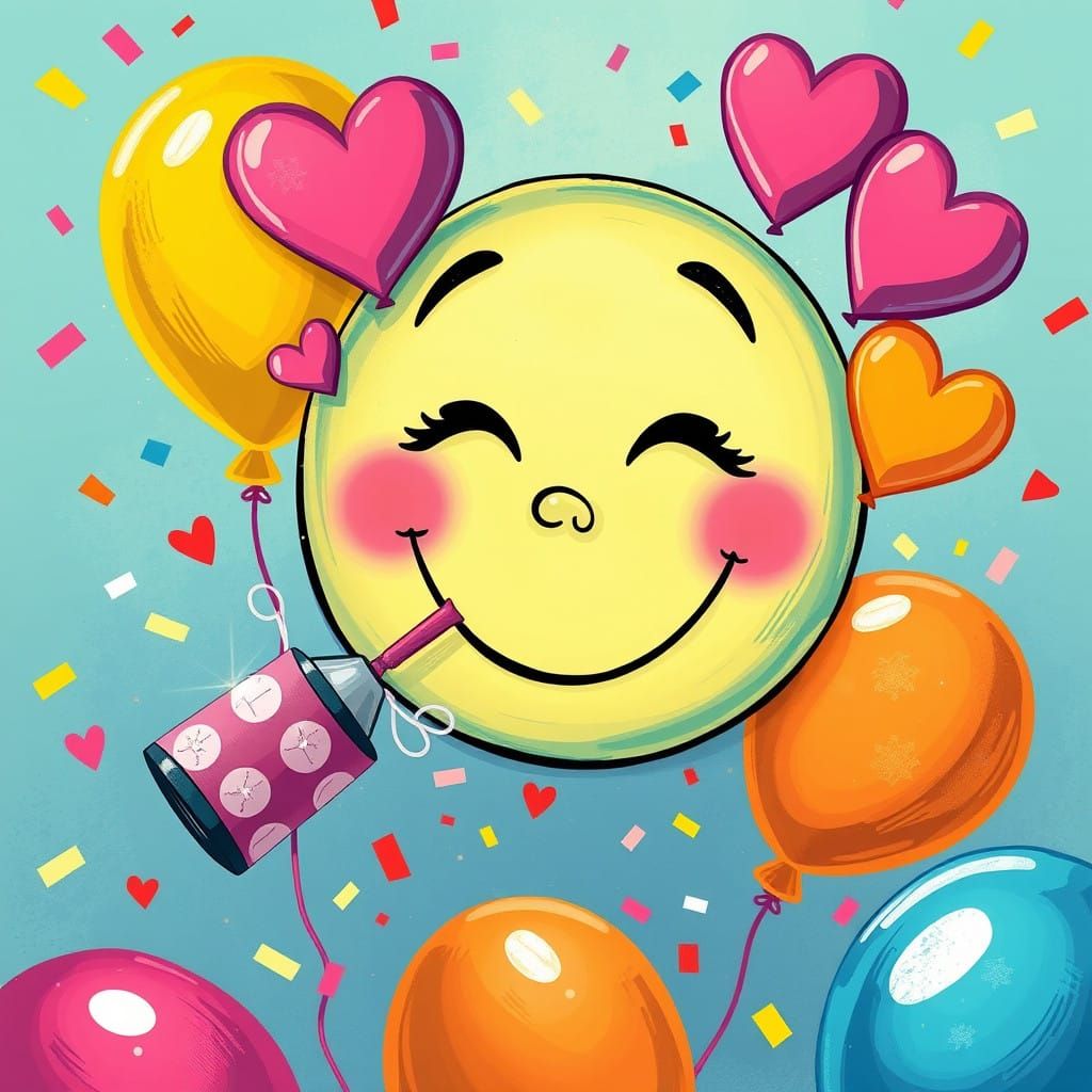 Whimsical Celebration Portrait in Playful Digital Art Style