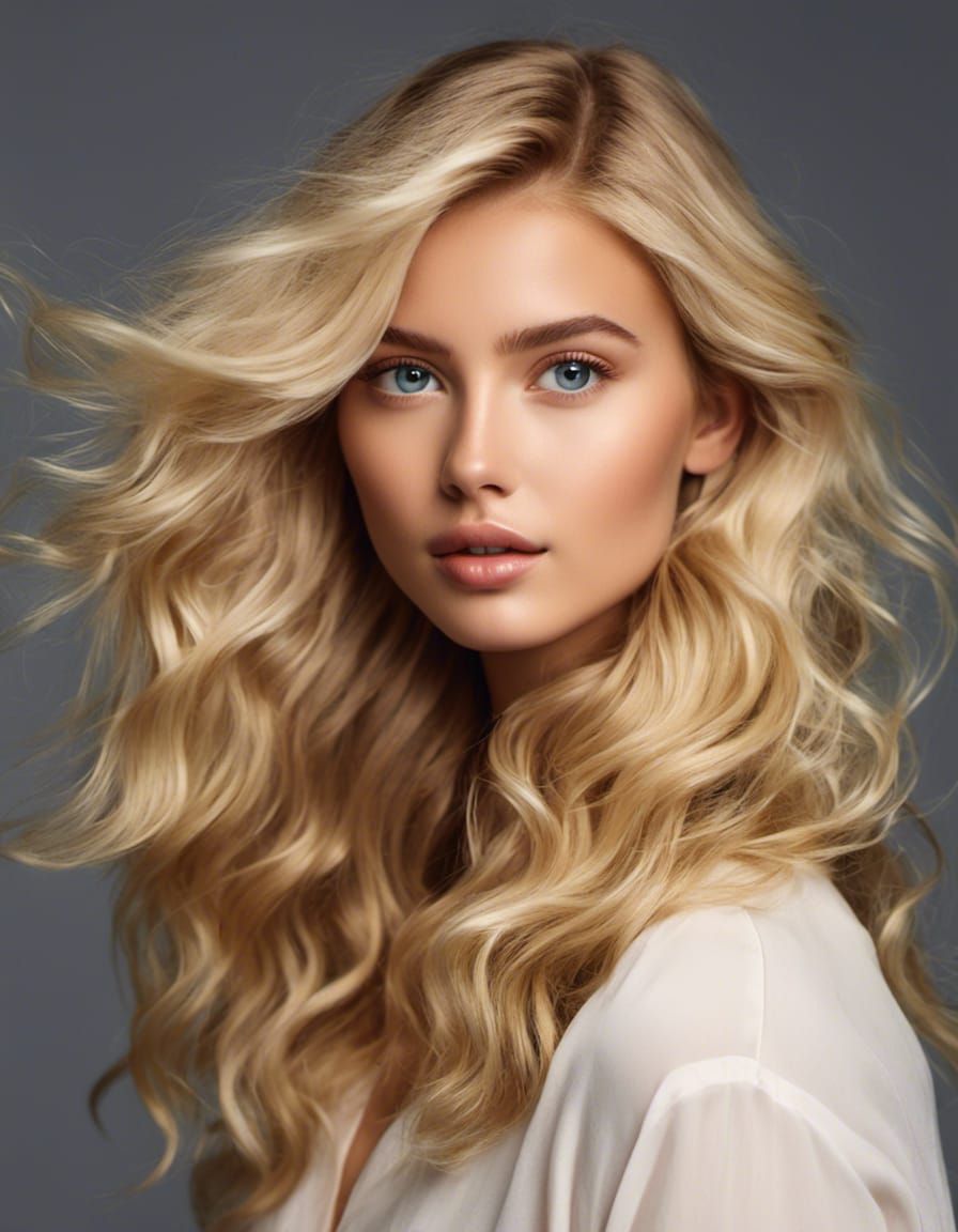 portrait of wavy hair blonde girl - AI Generated Artwork - NightCafe ...