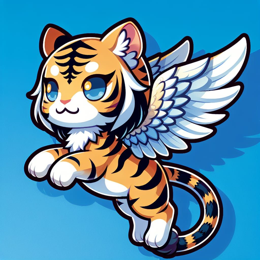 Chibi Qiongqi, a winged tiger, one of the Four Perils. On a ...