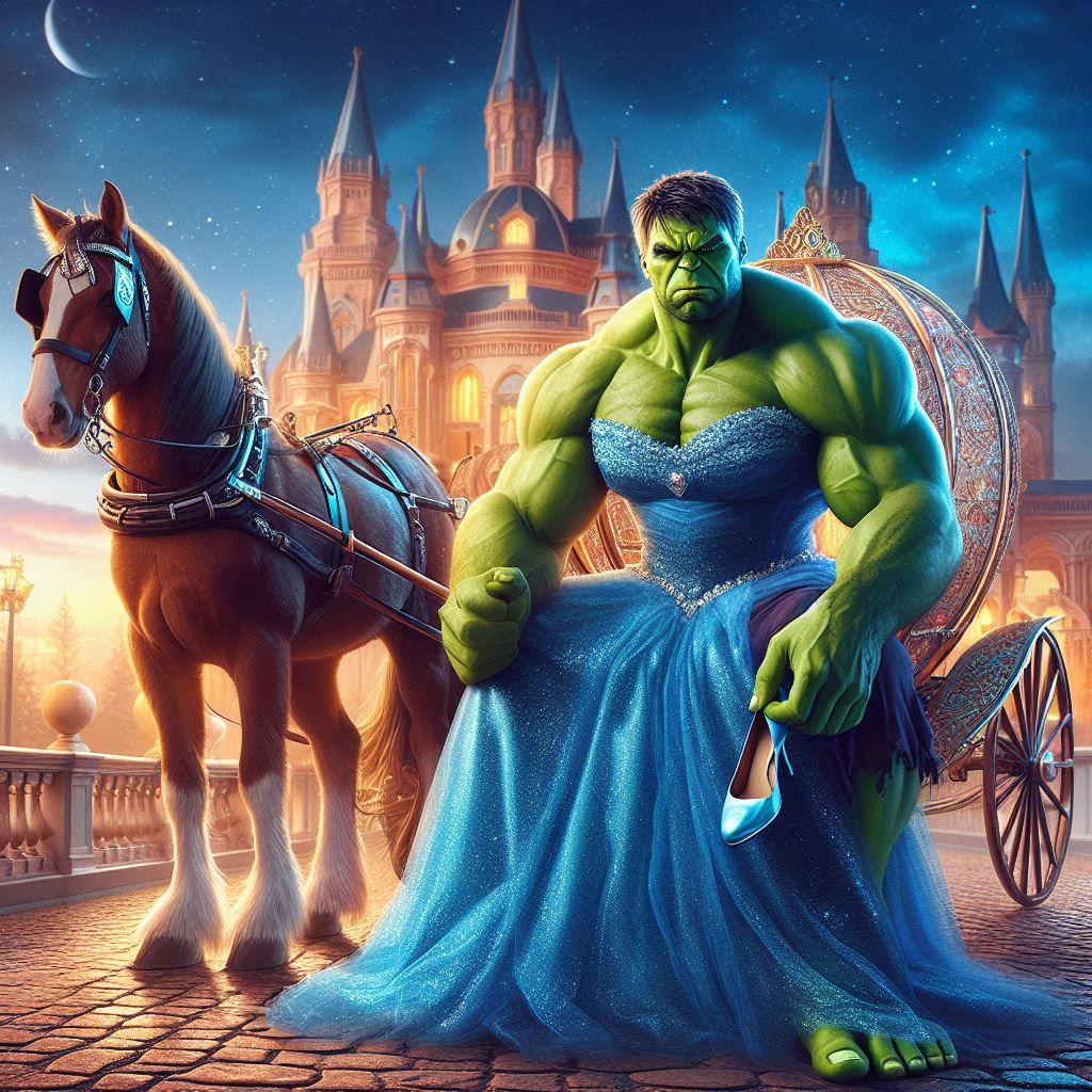 Cinderella lost a shoe... and became the Hulk - AI Generated Artwork ...