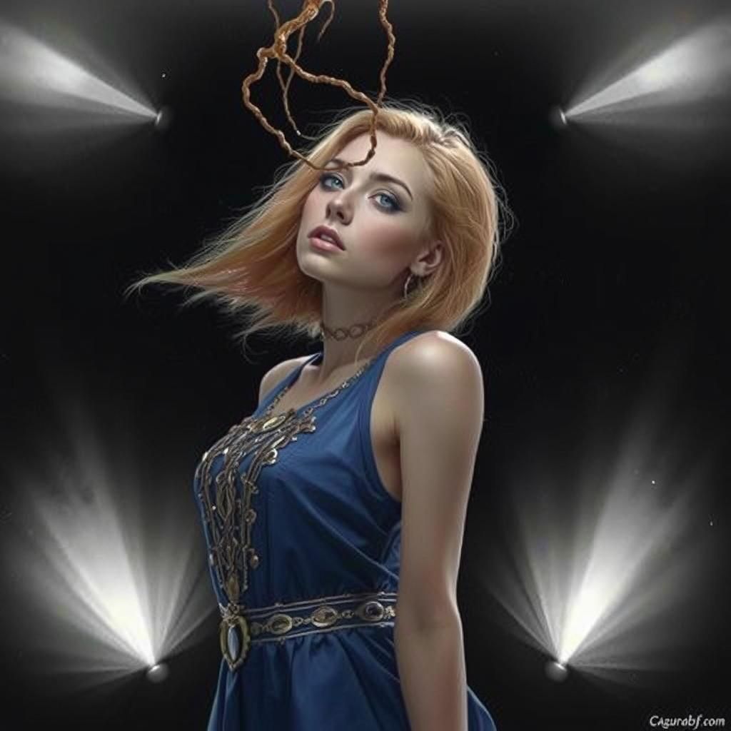 Surrealism. Medium shot. A figure stands in a dreamlike land...