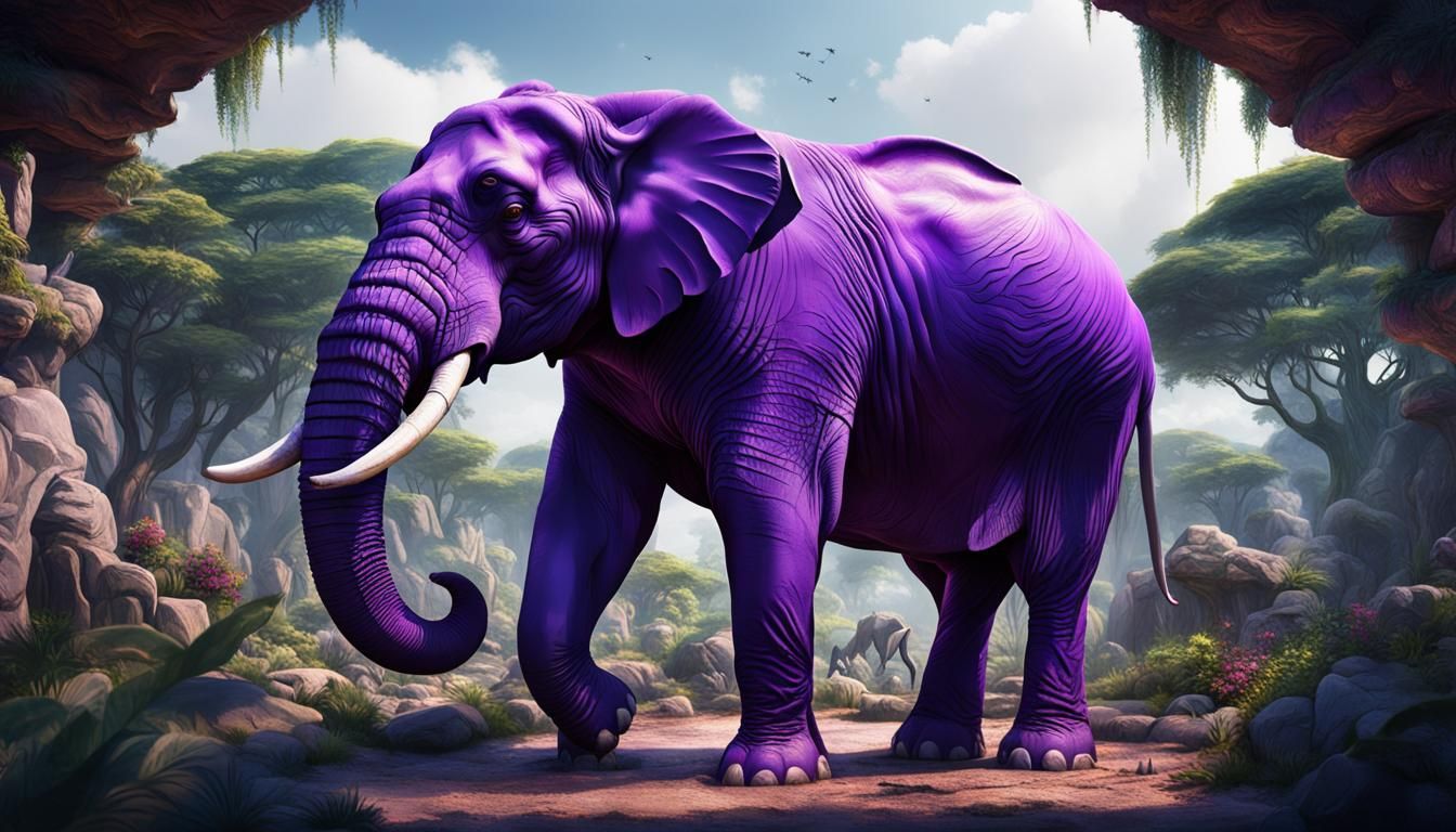 a purple elephant