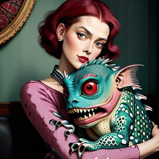 Woman and her pet monster