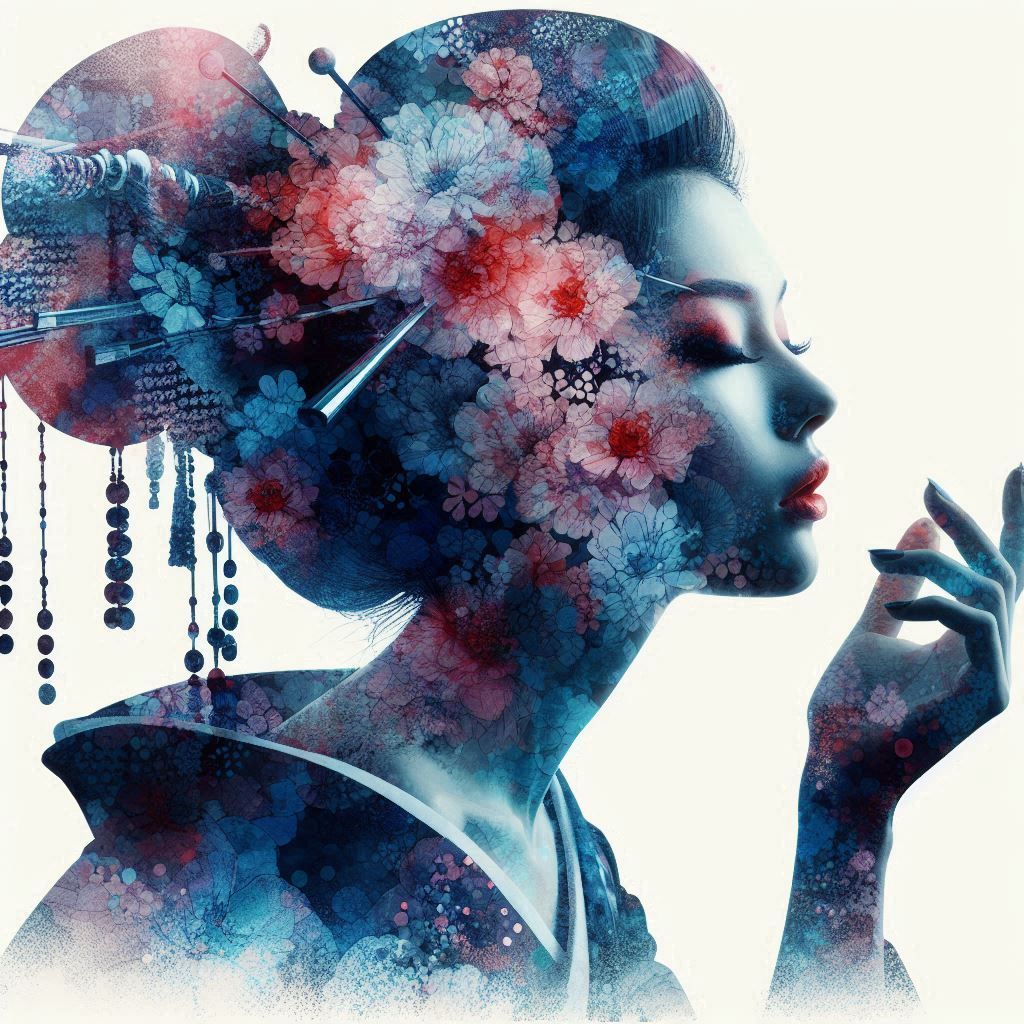 double exposure beautiful fantasy DALL-E 3 portrait landscape..