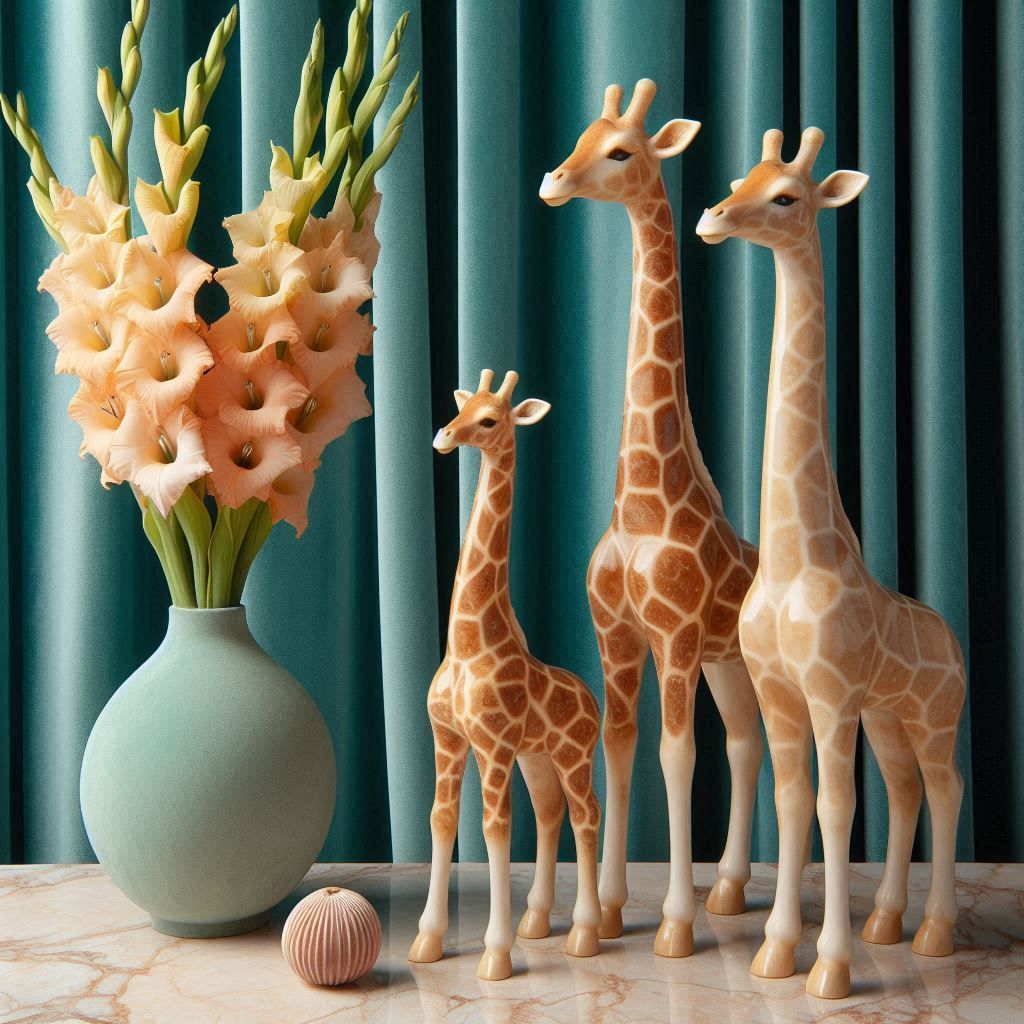 Giraffe family made with Mookaite