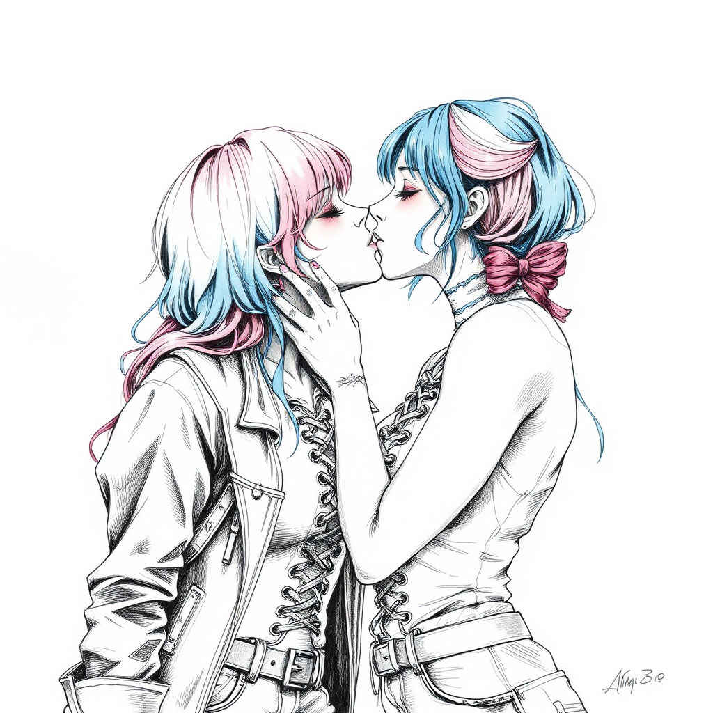 Lesbians in love - Wonder drawing style