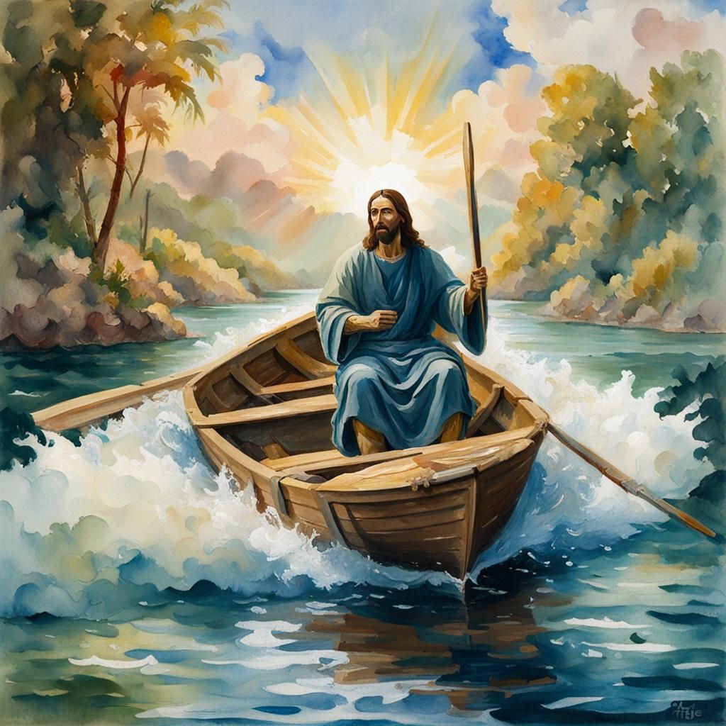 Jesus en la barca AI Generated Artwork NightCafe Creator