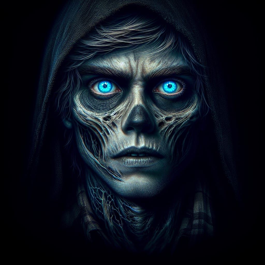 Make sakuna with with gojo blue  eyes with vibrant black sca...