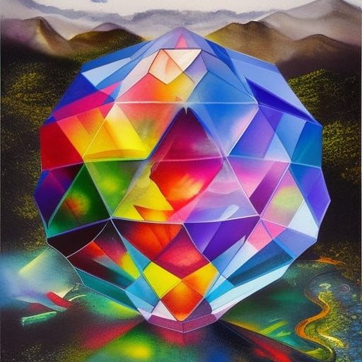 "fresnel effect" hexagonal crystal facets sphere