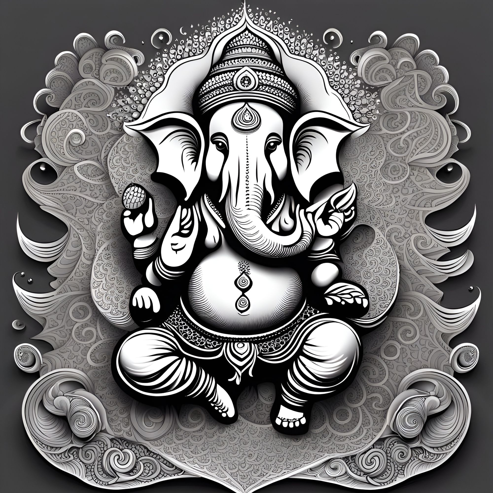 Beautiful Ganesh art design in red colours