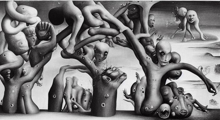 Tormented Figures Descending into Hell in Baroque Style