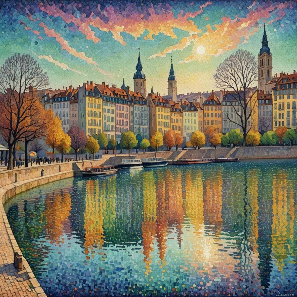 Banks of the river Saone in the old part of the city of Lyon  by @Pierre Col