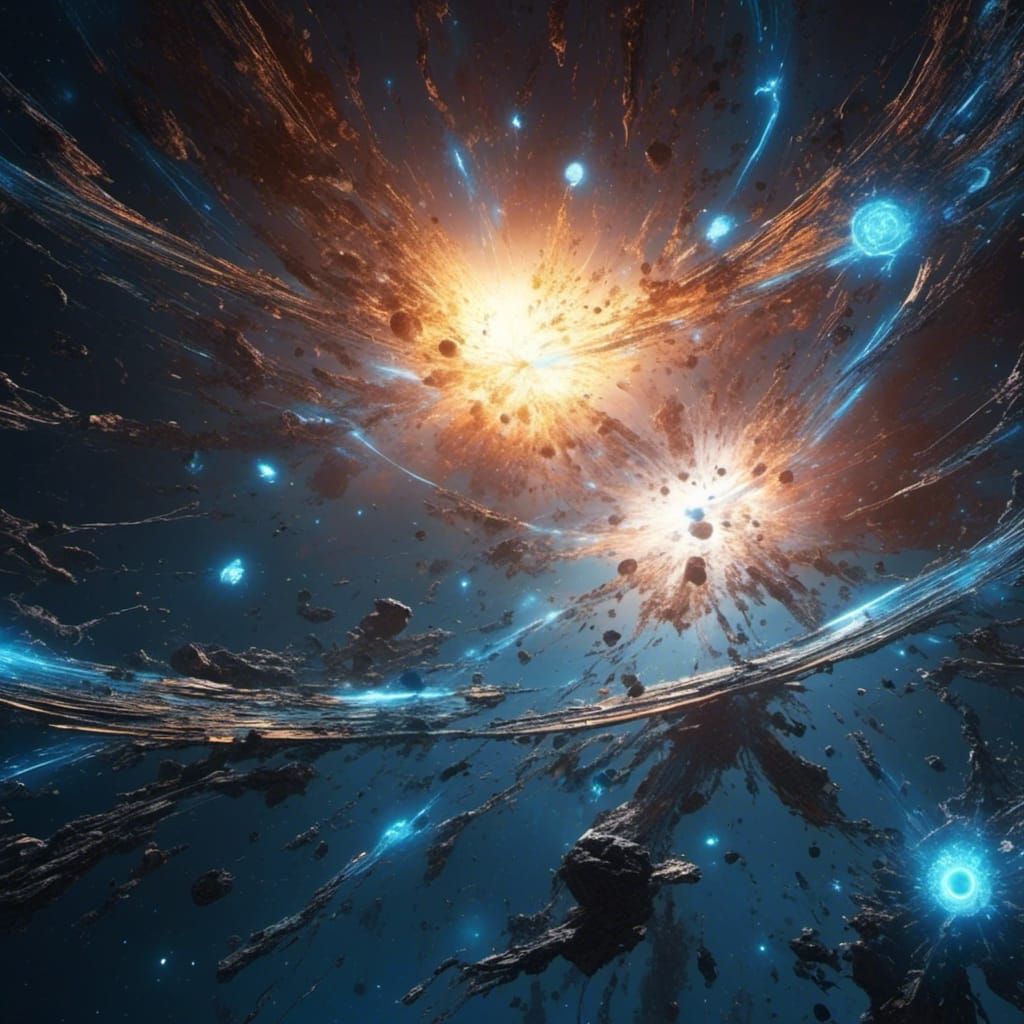 <lora:eye:1.0> Two black holes fighting for a blue glowing s...