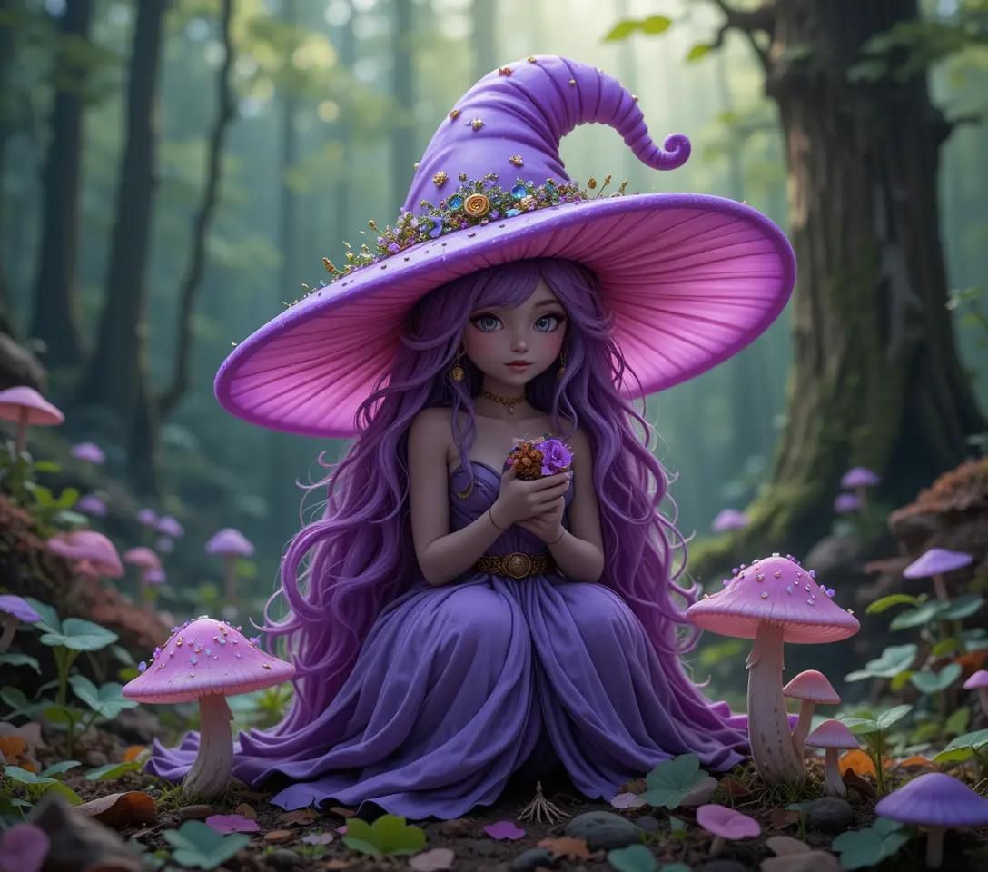 Mushroom witch of violet elves