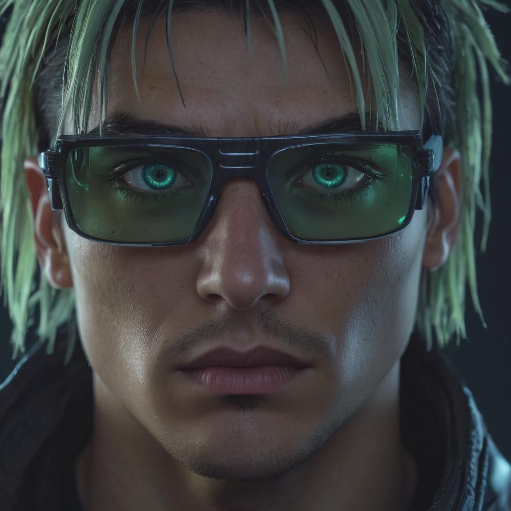 Cyberpunk Hacker in Neon Glow: Concept Art