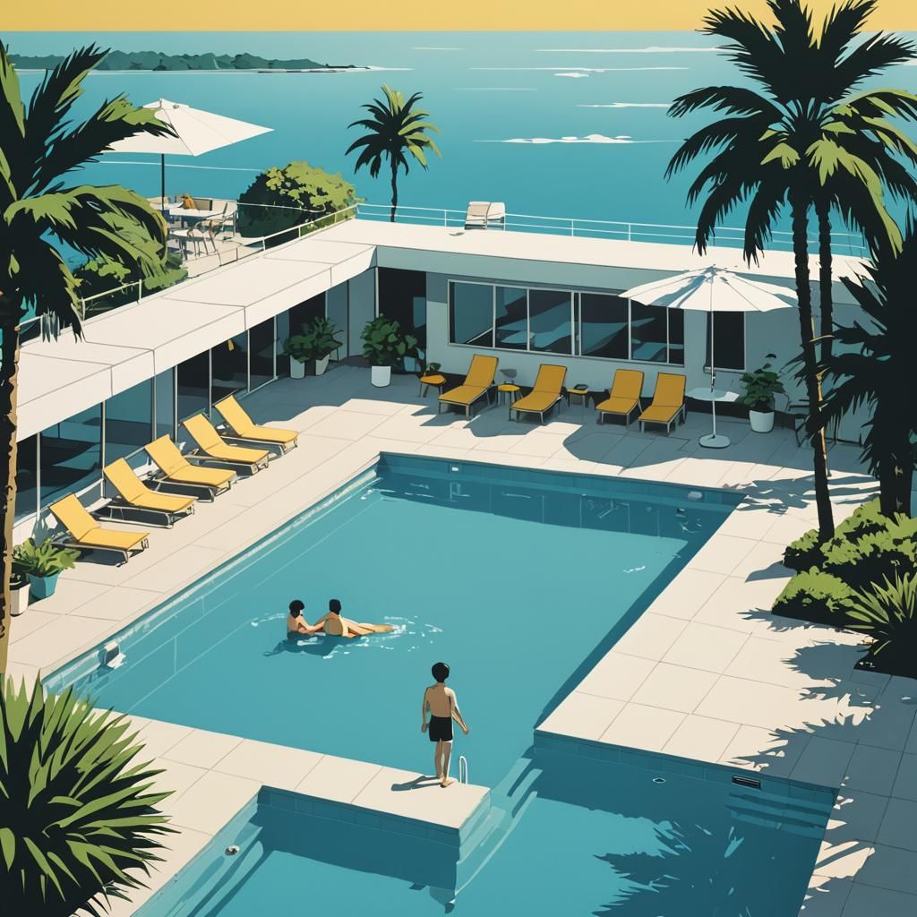EIZIN SUZUKI style.  Album cover. Modern graphics. flat colo...