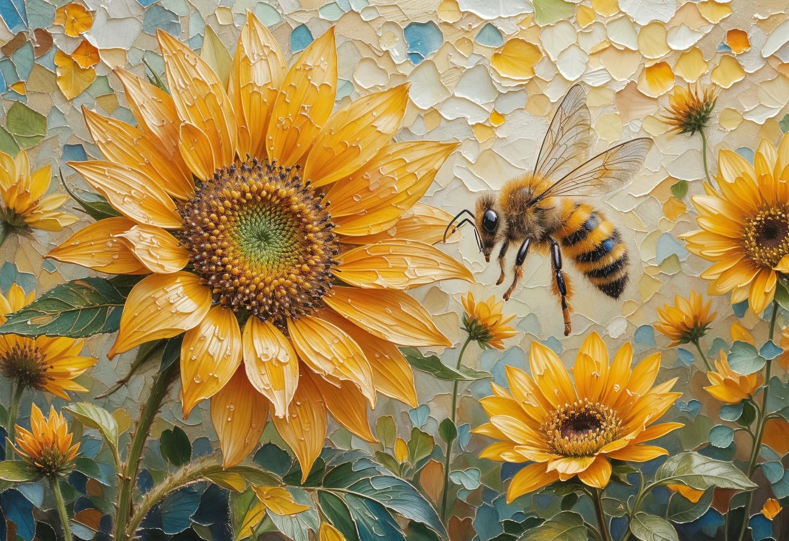 A sunflower and a bee