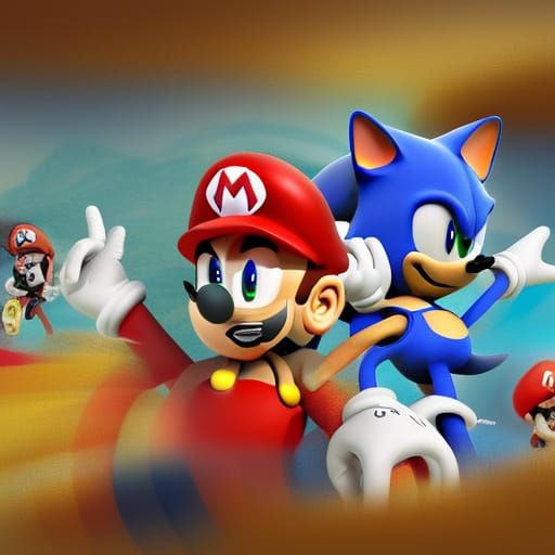 Sonic and mario - AI Generated Artwork - NightCafe Creator