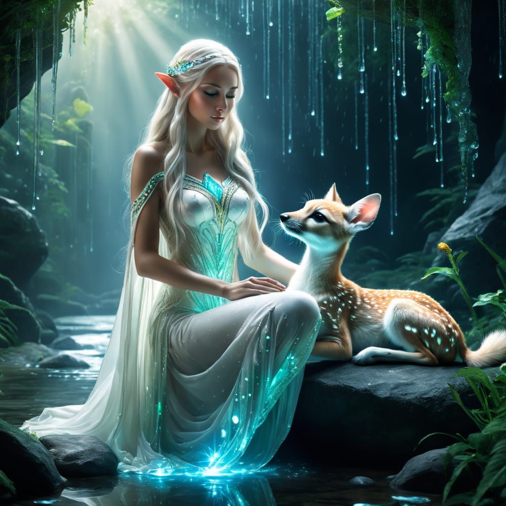 The forest elve with her fawn