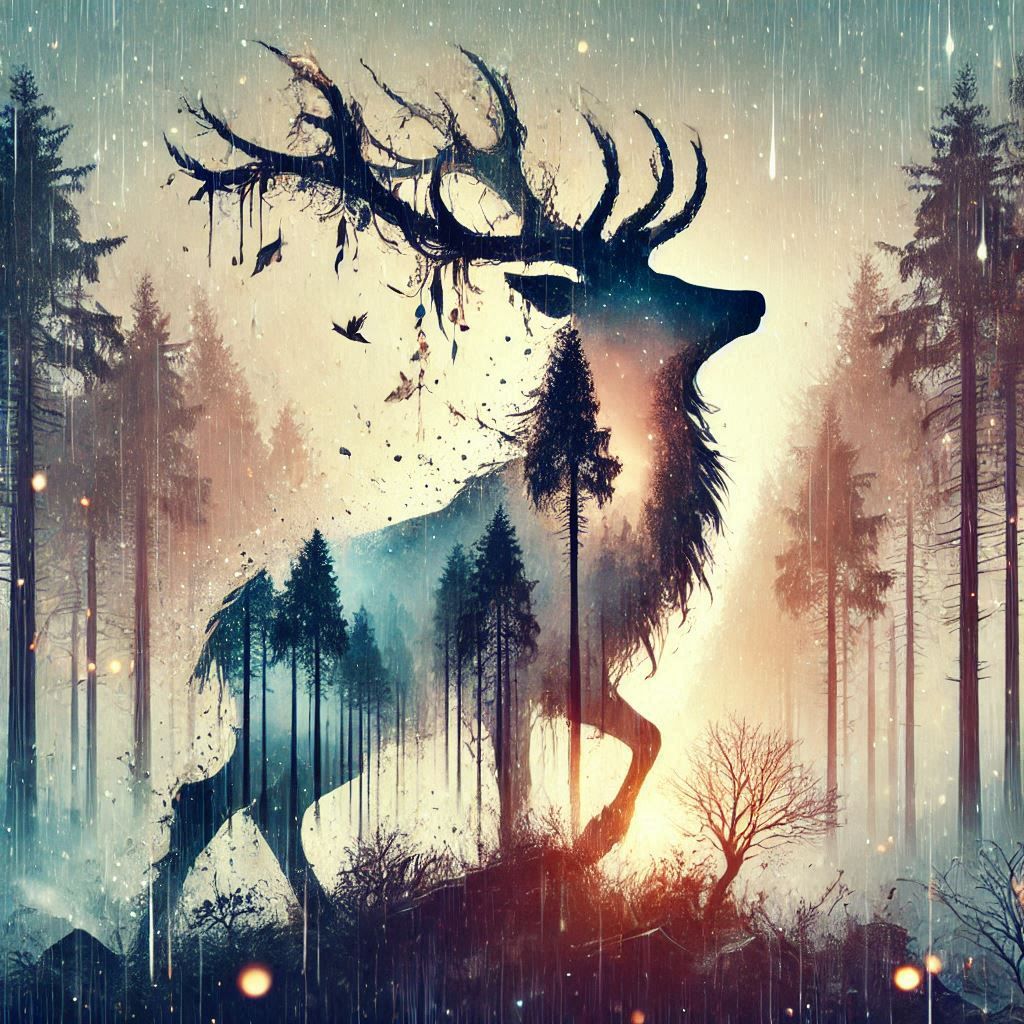 double exposure beautiful fantasy DALL-E 3 portrait landscap...