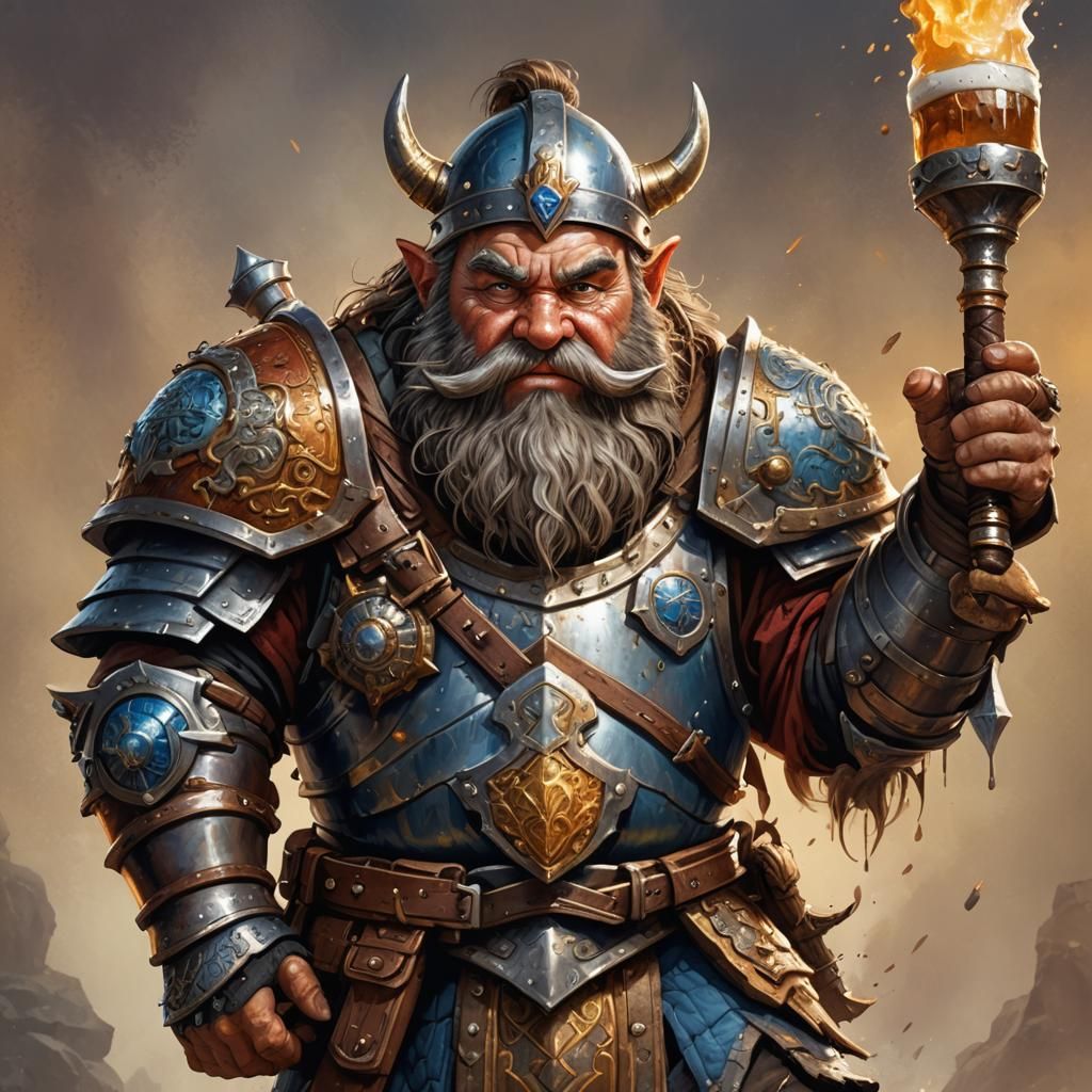 dwarf in heavy armor holding a beer mace - AI Generated Artwork ...