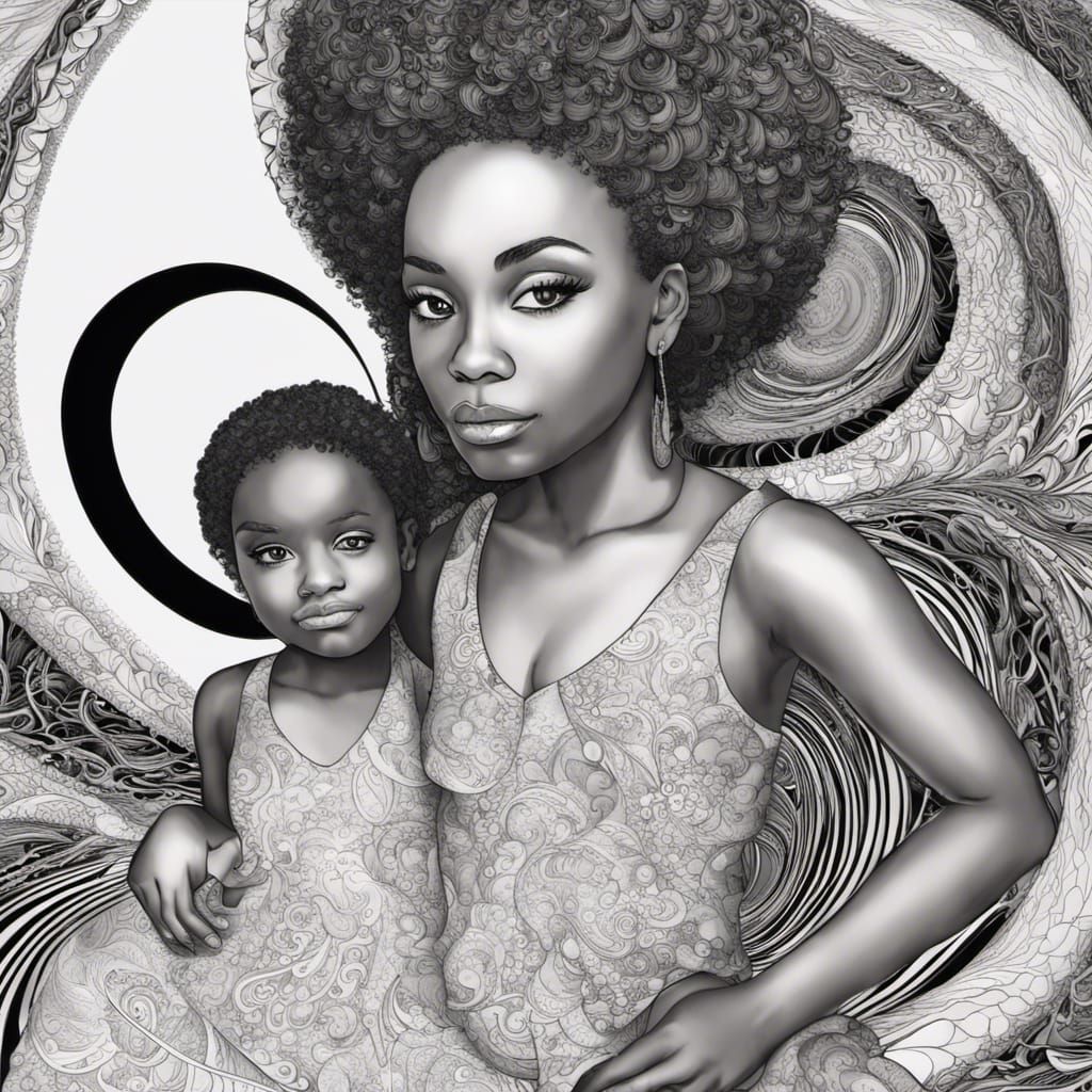 Sabrina a beautiful Black girl who is with her mommy