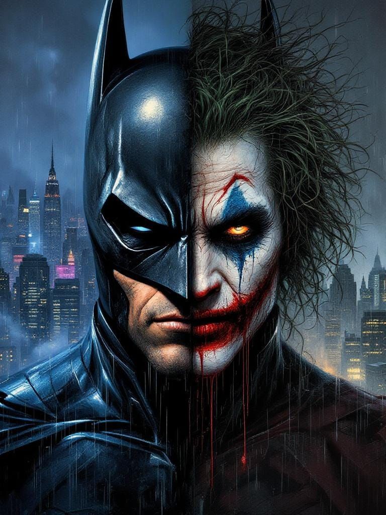 half mask half a grin / the city breathes in conflict / two faces one war  by @Rob