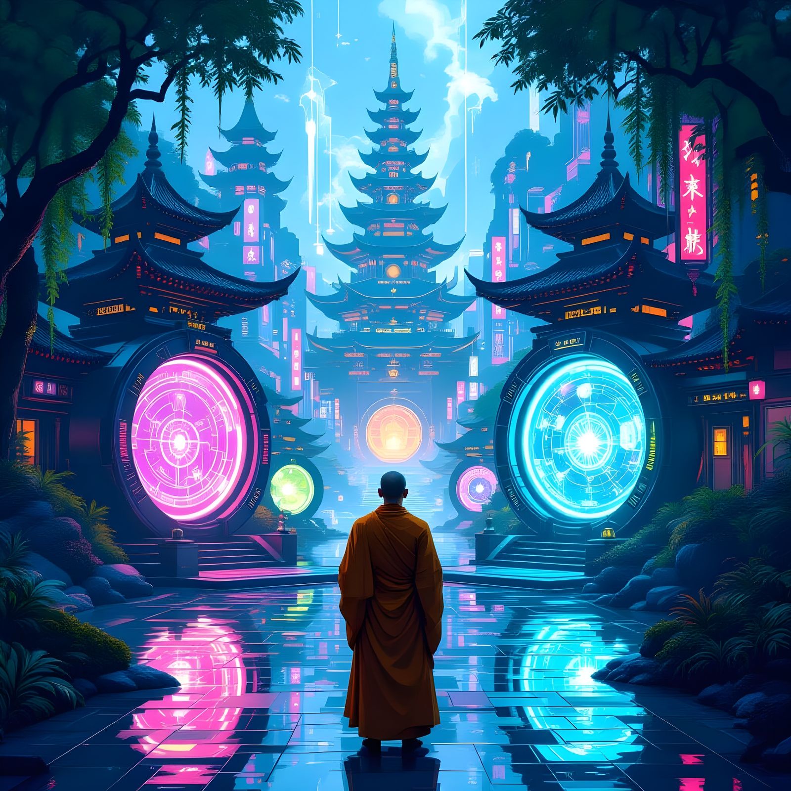 Magical portals in a futuristic city  by @JuhJuh