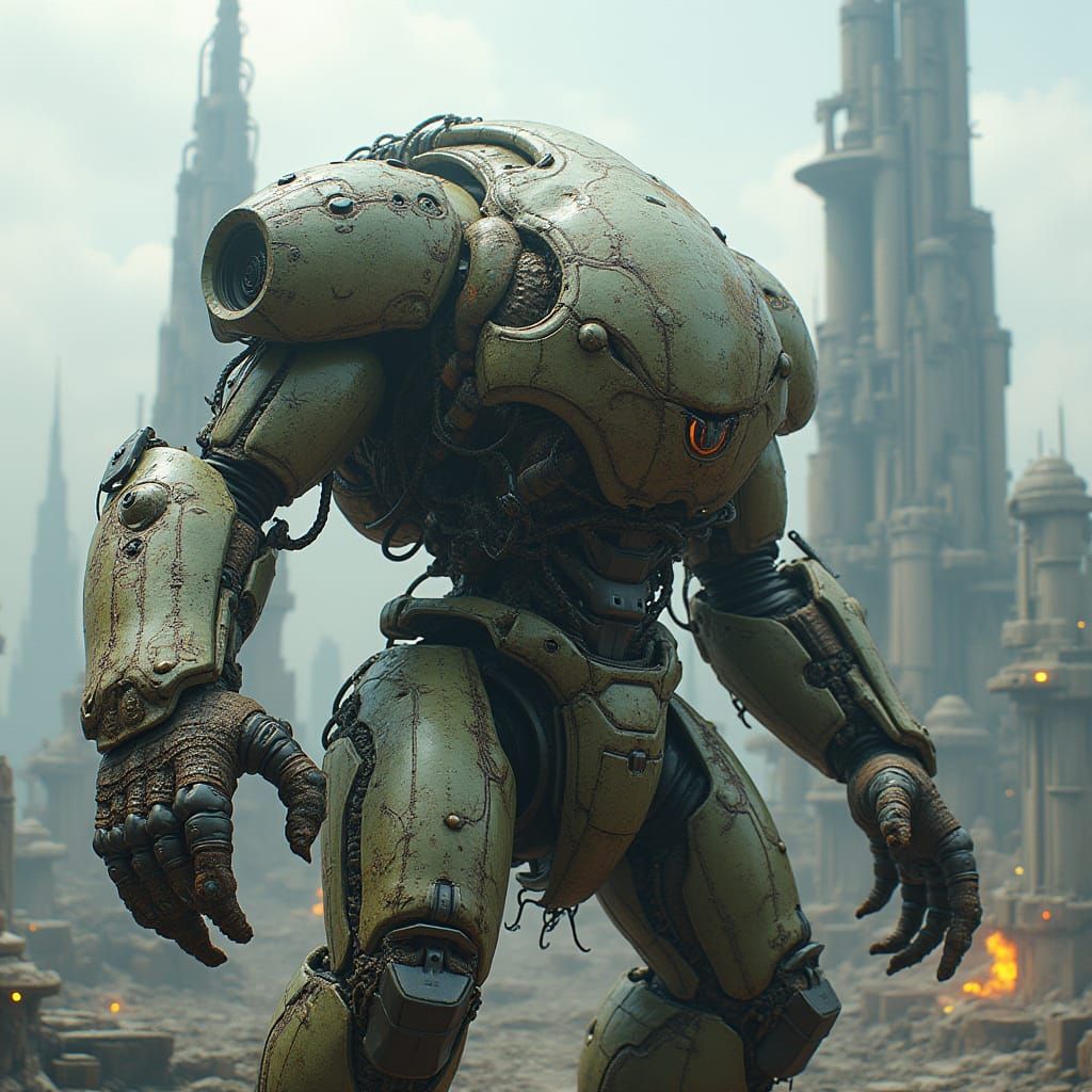 Biomechanical Air Defense System in Hyper-Realistic Detail