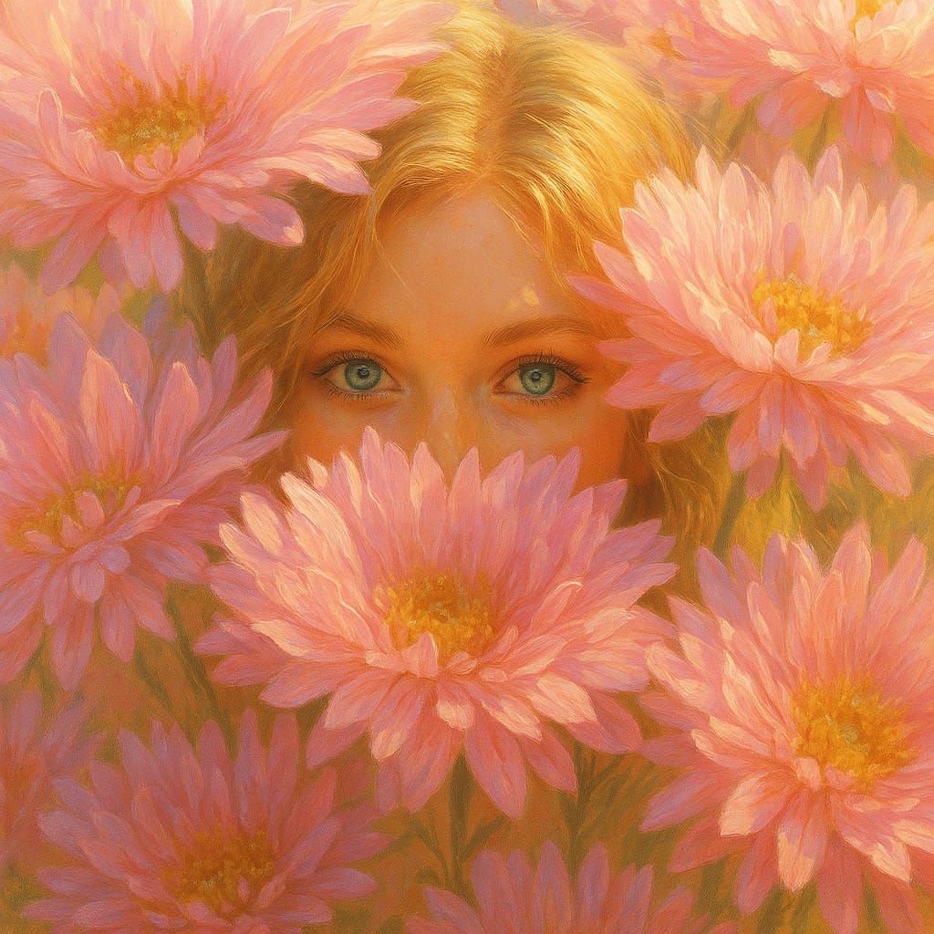 Blonde Hair and Flowers