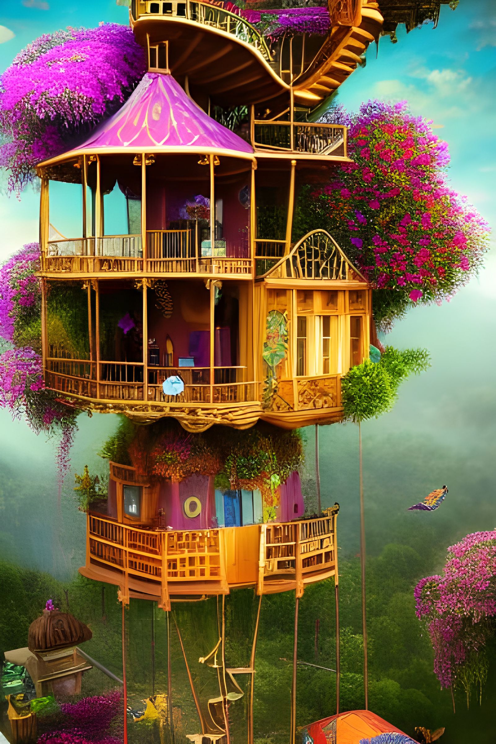 Surreal Bohemian Treehouse Apartment with Magical Decoration