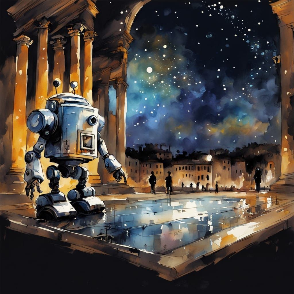 Robot visits Rome  by @Caroline