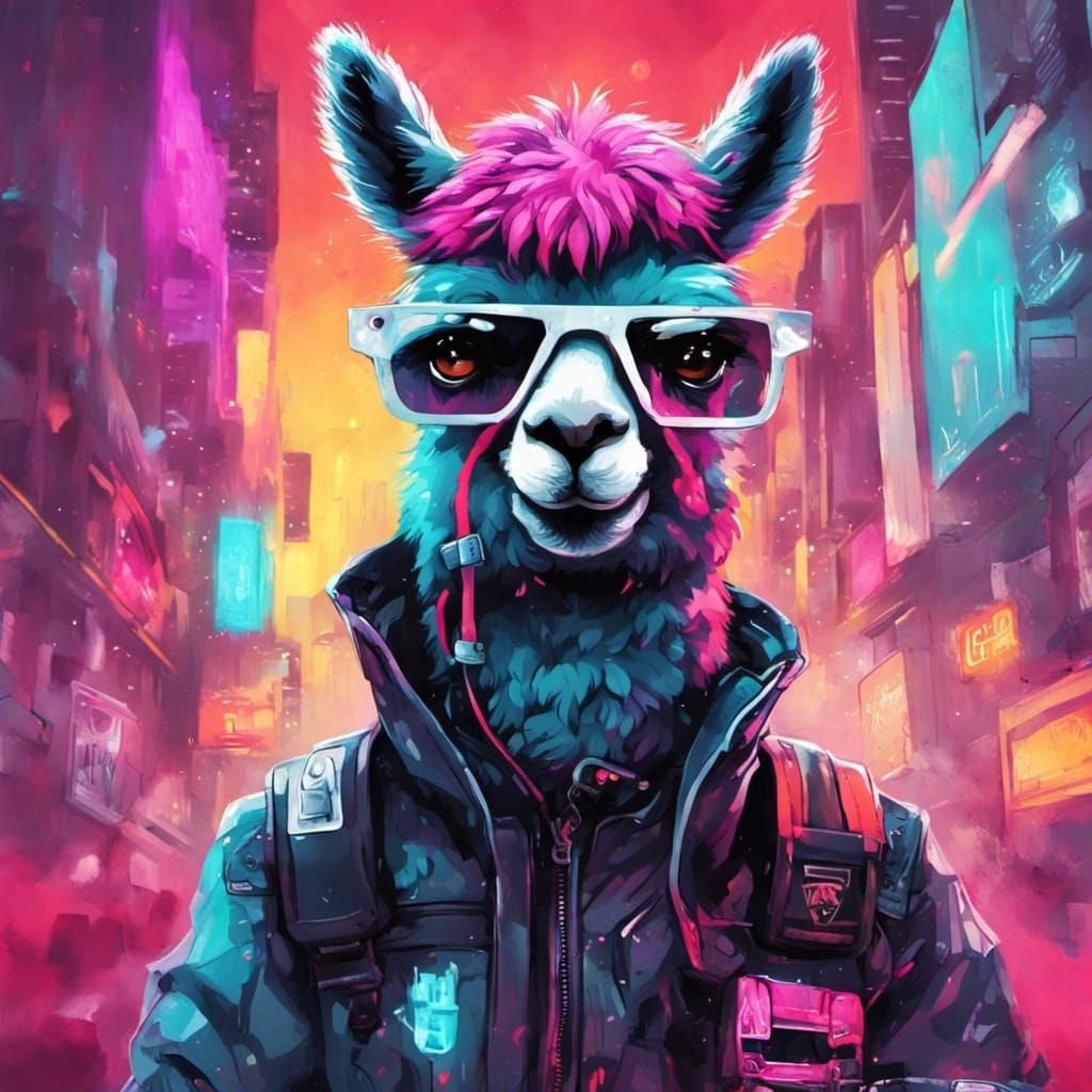 cute little cyberpunk alpaca