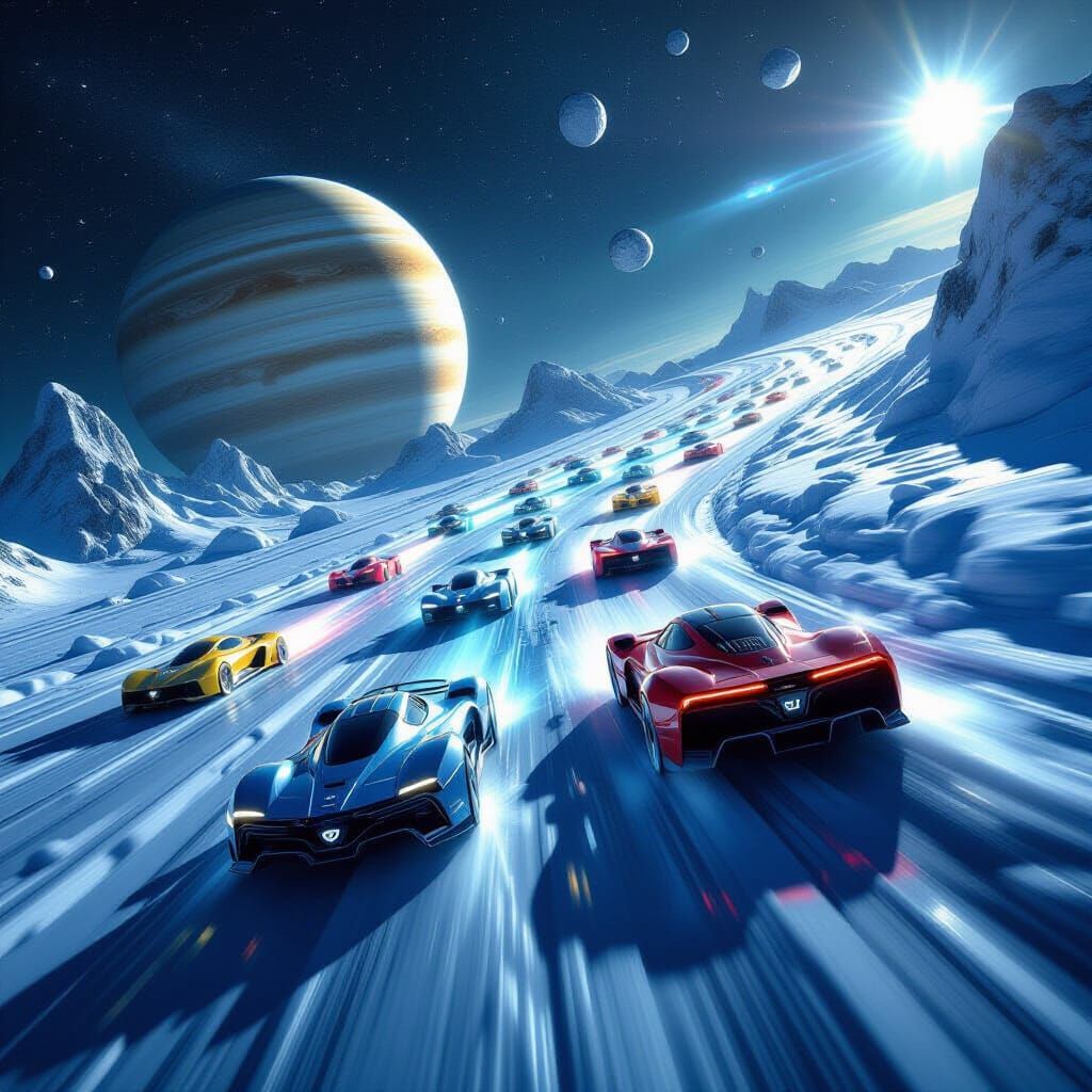 Hyper-Realistic Super Vehicle Race on Saturn's Rings