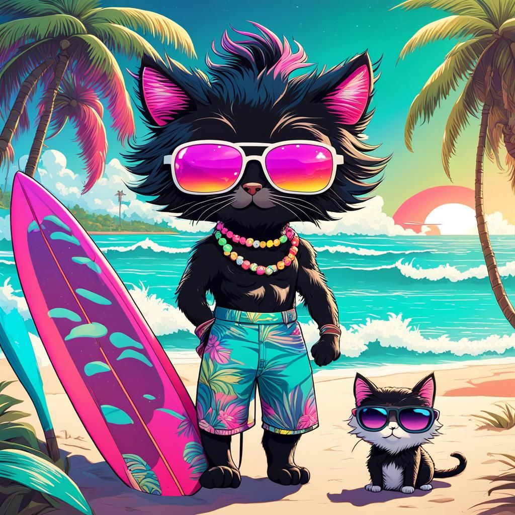 Surfer Cat Dude