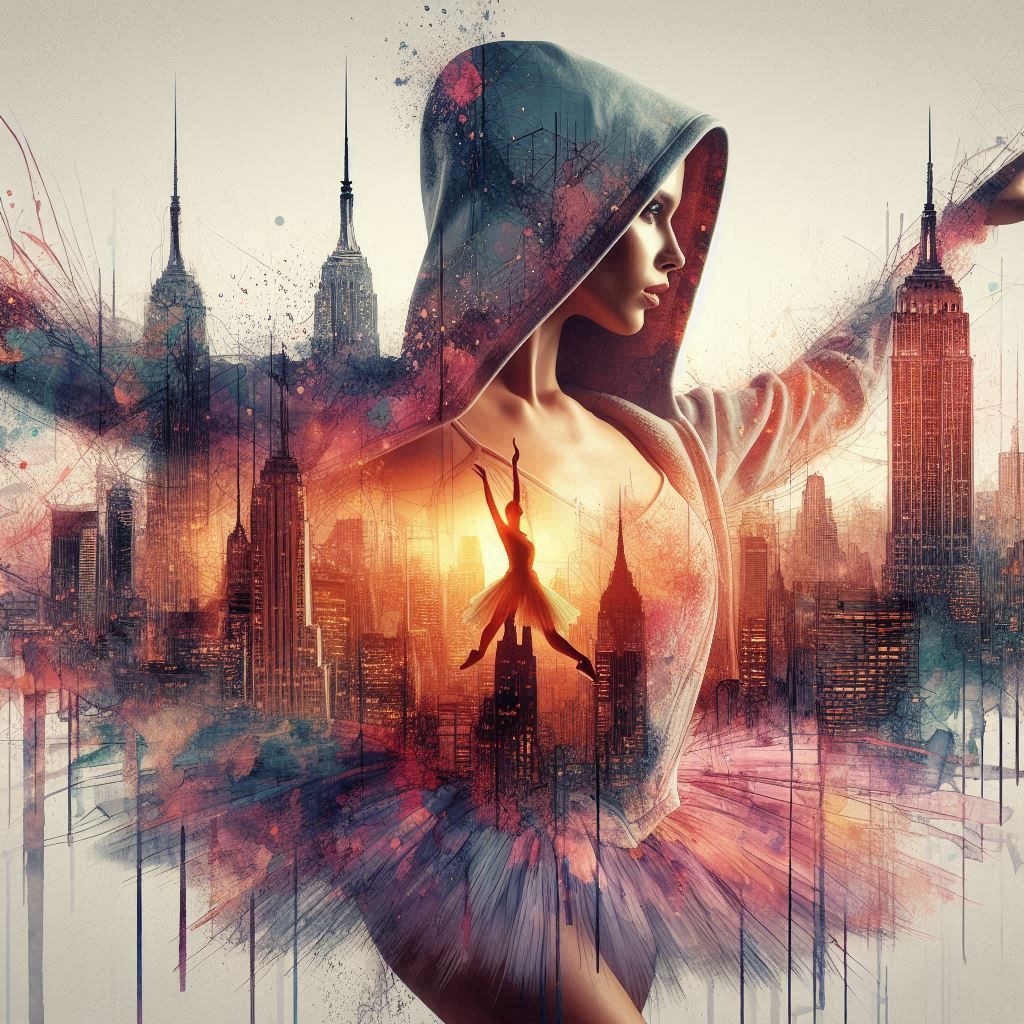 double exposure beautiful fantasy DALL-E 3 portrait landscap...