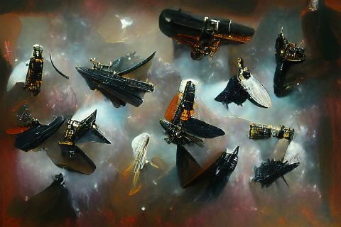 A swarm of scifi fighter spaceships takes to the stars.