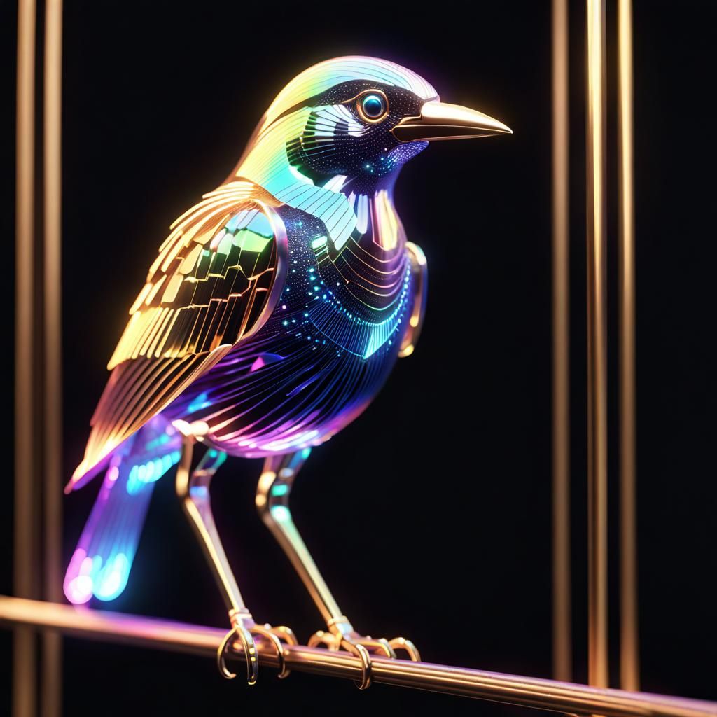 Iridescent bird figurine  by @forge4ward