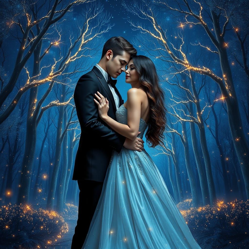 A couple is lost in their embrace. - Majestic Couple in Ench...