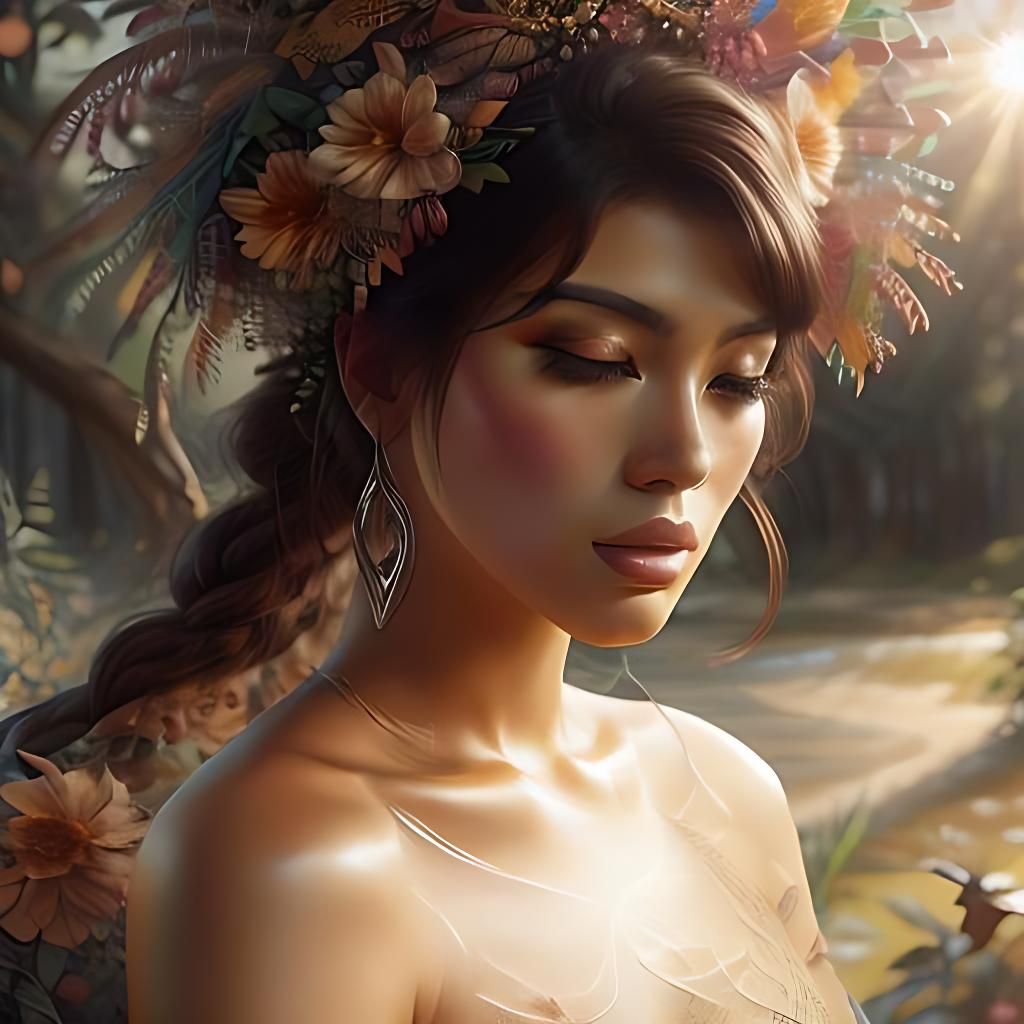 A beautiful young woman lounges around in a patch of sunligh...