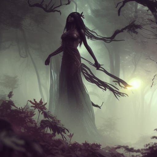 high fantasy forest black woman witch goddess - AI Generated Artwork ...