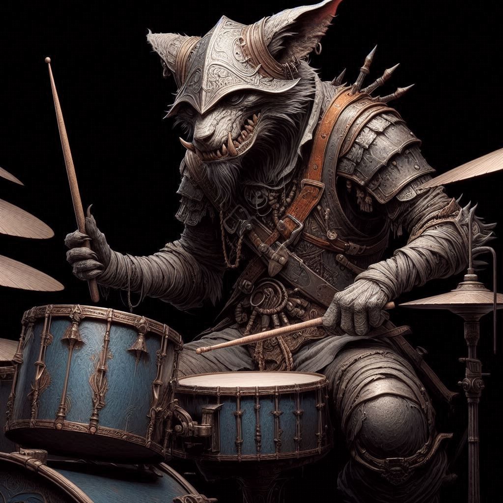 Creatures on a drum set Series