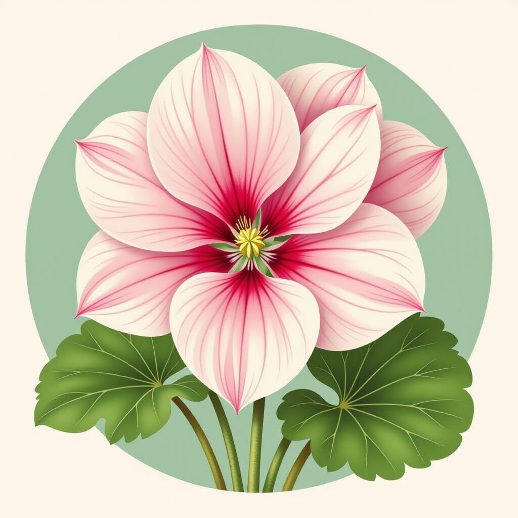 Delicate Cyclamen Flower in Botanical Art Style
