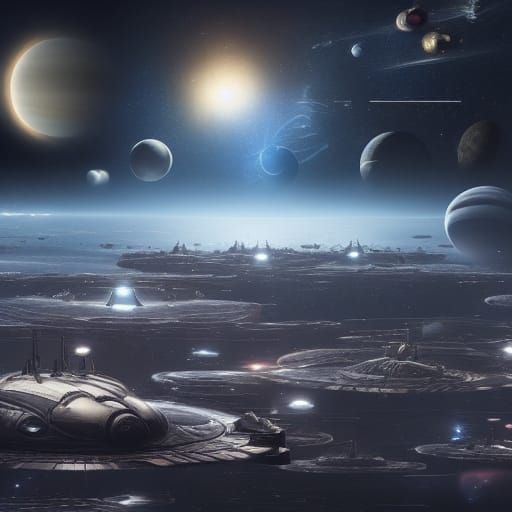Fleet of space ships