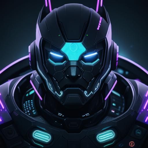 Cyberpunk Robotic Head with Glowing Circuits