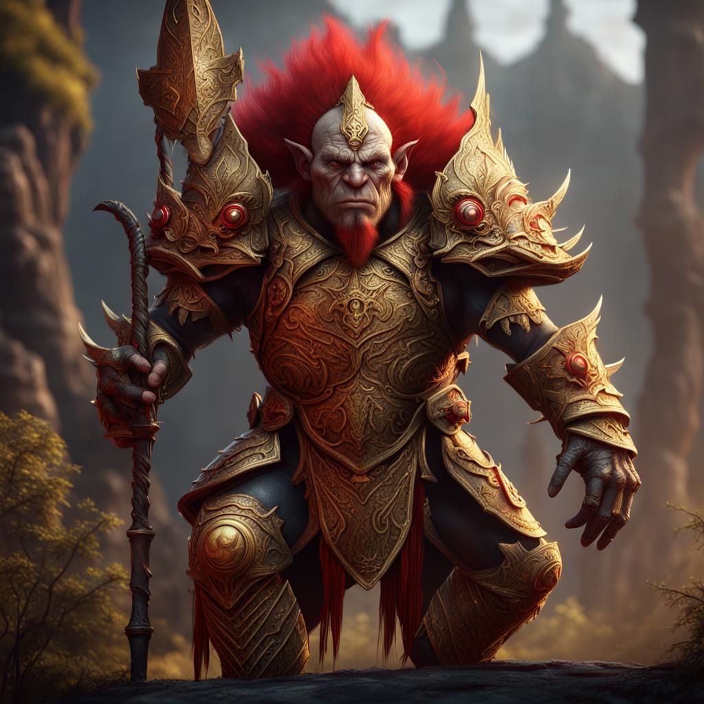 Troll bodyguard wearing red and gold armor - AI Generated Artwork ...