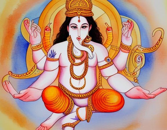 Indian mythology, watercolour AI Generated Artwork NightCafe Creator