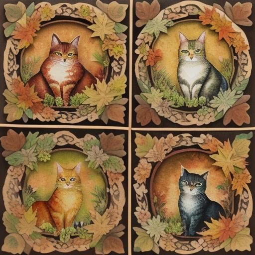 Fall paper collage with beautiful cat 
Fall paper collage ar...